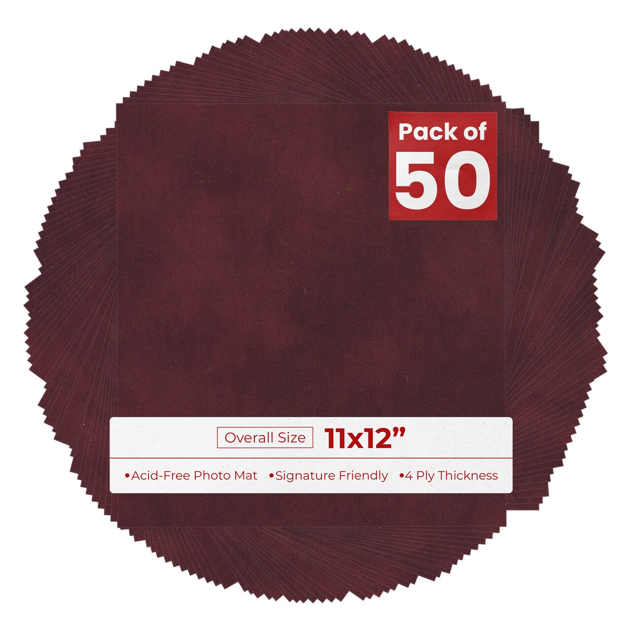 Dark Red Suede 11x12 Uncut Mat Board - Blank Sheets, No Opening